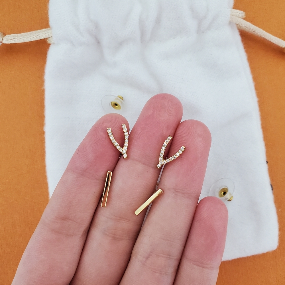 Set of 2 Aldo earstuds 14k gold plated line